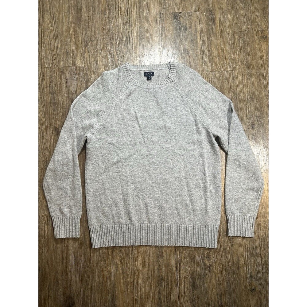 J. Crew Men Gray Supersoft Lambswool Blend Crewneck Sweater Size Medium